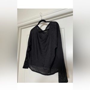 Lululemon womens black mesh striped long sleeve shirt size 10